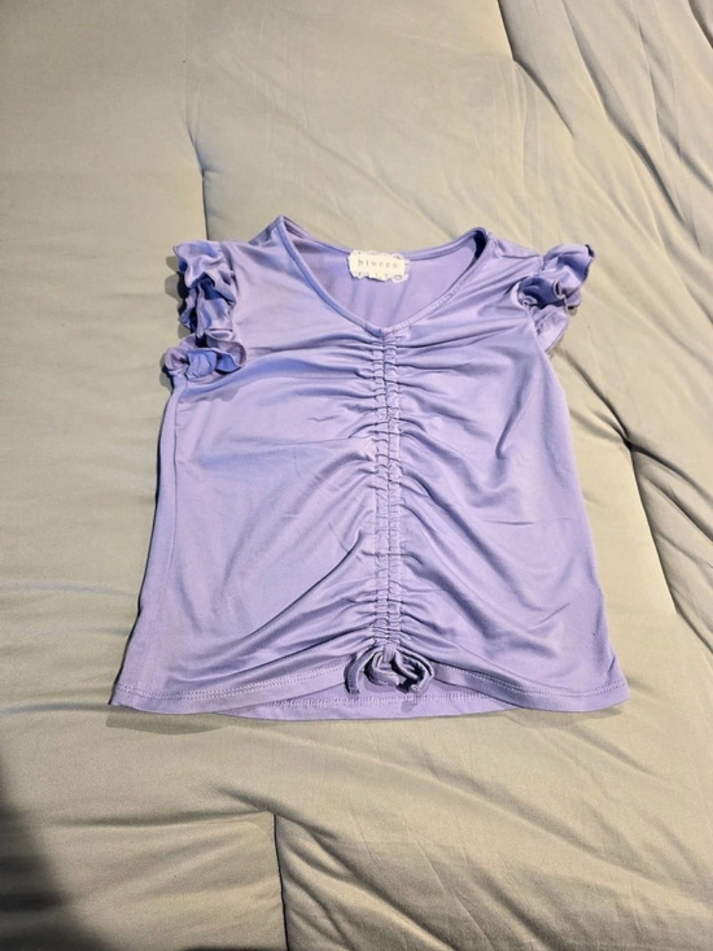Ruched Purple Short Sleeve Top